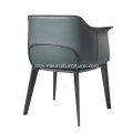 Italian minimalist green leather single Archibald chairs